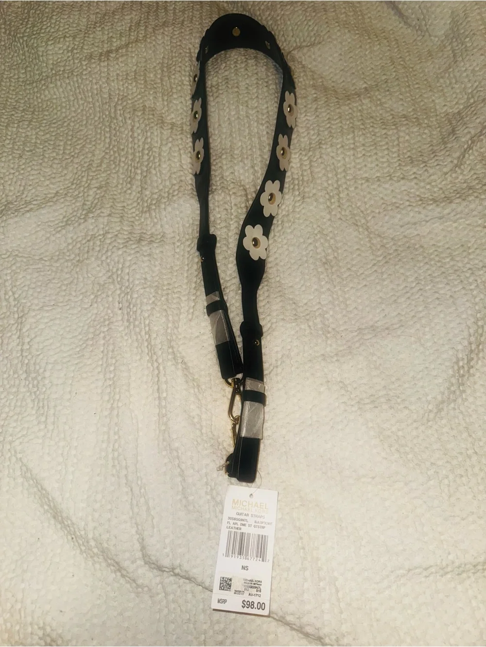 Michael Kor/MK Black Floral Appliqué Bag Strap, guitar strap 🌼 NWT- - Picture 10 of 14